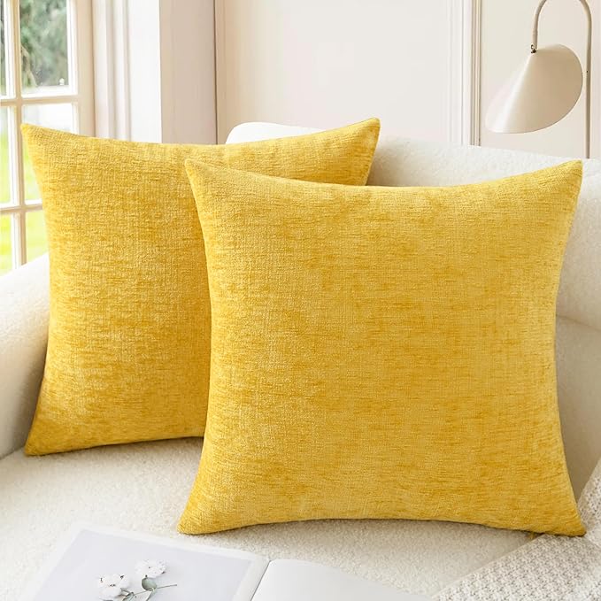CaliTime Throw Pillow Covers Decorative 20 X 20 Inches Pack of 2 Cozy Chenille by CaliTime