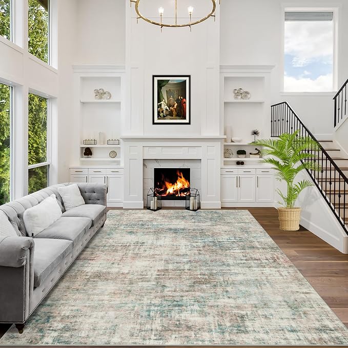 4x6 Area Rugs for Living Room: Washable Abstract Multi Color Badroom Carpet | by GENTDRIZZ