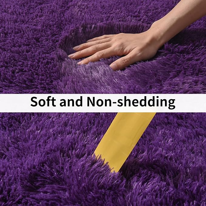 Soft Runner Rugs for Bedroom Hallways, 2x6 Purple Fluffy Shag Throw Area Rug - Image 6