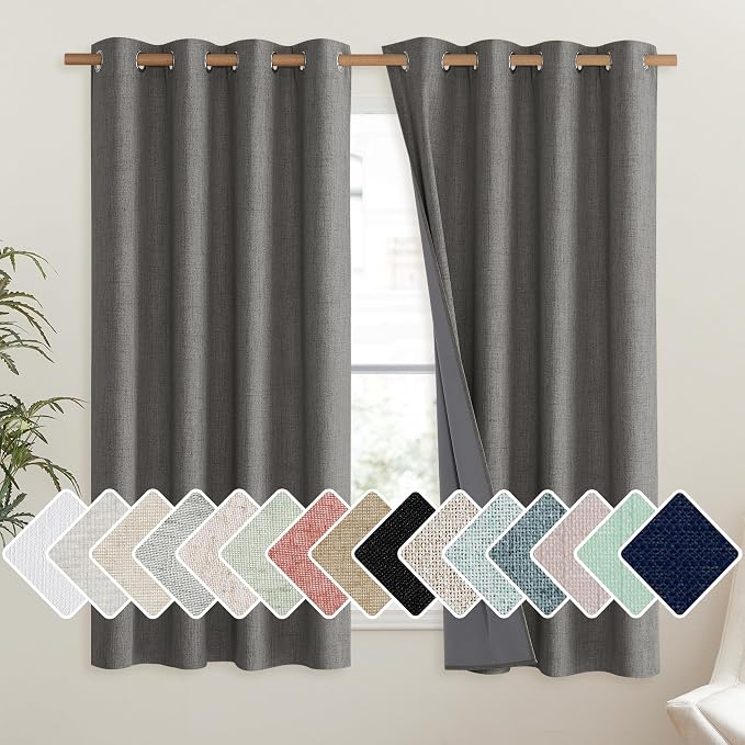 NICETOWN Grizzle Gray Vintage Linen 100% Blackout Curtains by NICETOWN