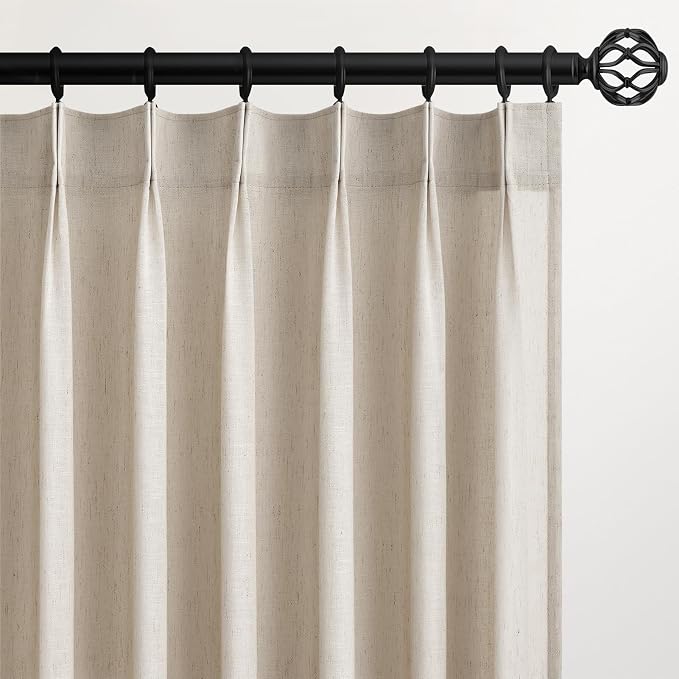 100 Inches Long Oatmeal Colored Pinch Pleat Sheer Curtains by Topfinel