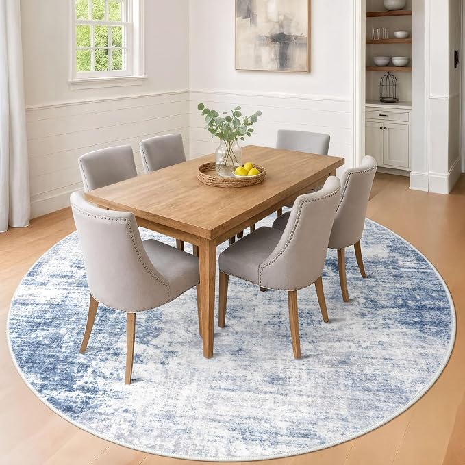 IOHOUZE Abstract Round Area Rug 8 Ft Washable Circle Rugs Large Round Rug Non - Image 2