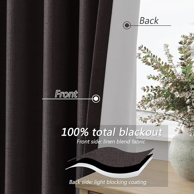 Guken 100% Blackout Curtains 102 Inch Length 2 Panels Set - Image 4