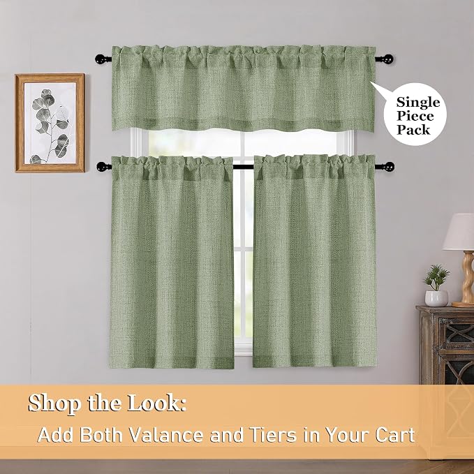 OWENIE Sage Green Valances for Windows 1 Pcs 18 Inch Length, Light Filtering - Image 6