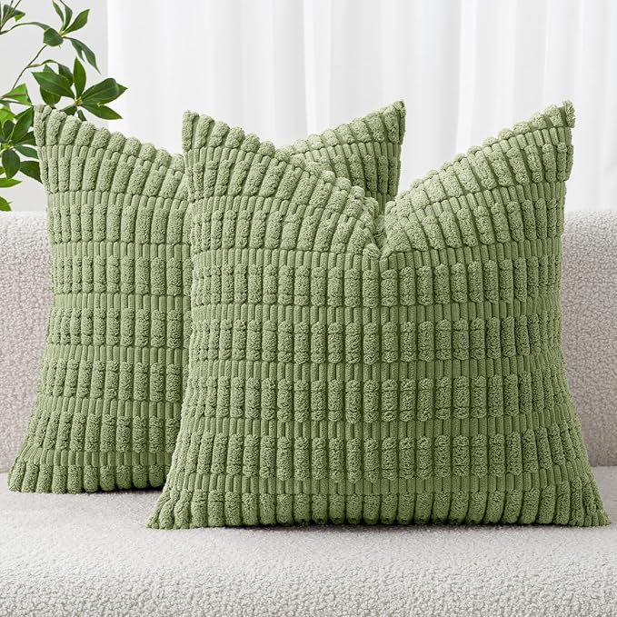 MIULEE Pack of 2 Spring Corduroy Decorative Throw Pillow Covers 18x18 Inch Soft by MIULEE