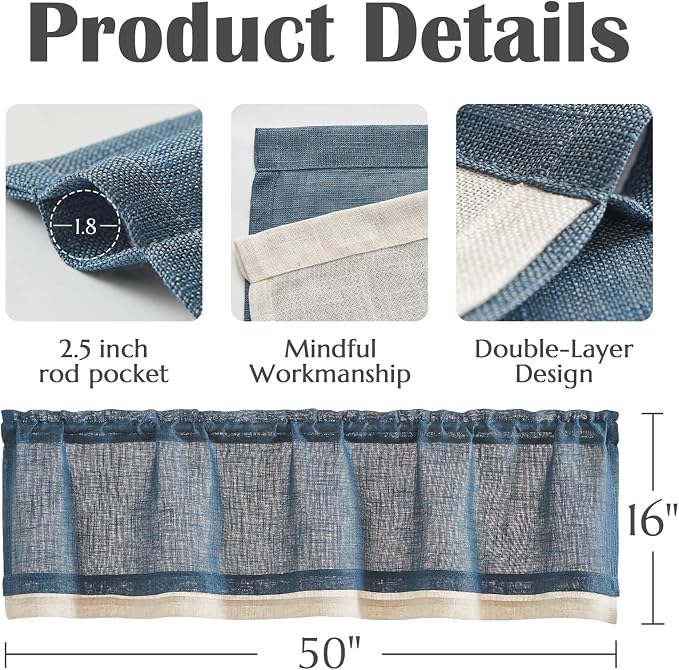 jinchan Linen Farmhouse Valances - Image 6