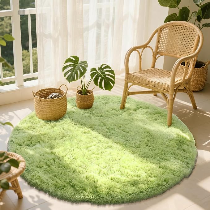 OLANLY Grass Green Round Rugs for Bedroom - Image 3