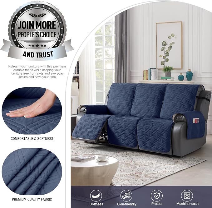 TAOCOCO 100% Waterproof Recliner Sofa Covers 3 Seater, Split Couch Covers - Image 2