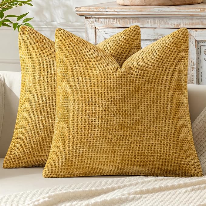 MIULEE Decorative Couch Throw Pillow Covers 20x20 in Mustard Yellow 2 Pack | by MIULEE