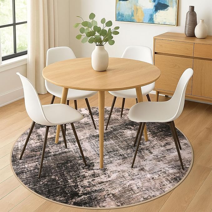 IOHOUZE Abstract Round Area Rug 6 Ft Washable Circle Rugs Large Round Rug Non - Image 2