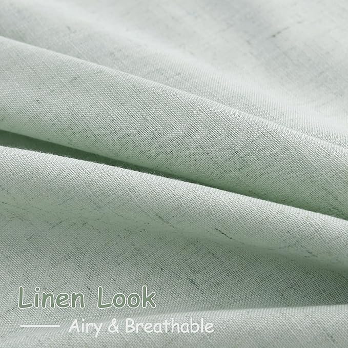 Nanspring Aqua Green Linen Curtains 108 Inches Long - Image 5