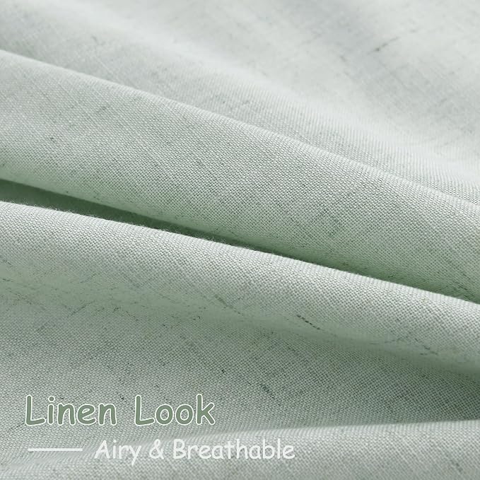 Nanspring Aqua Green Linen Curtains 84 Inch Length 2 Panels Set - Image 5