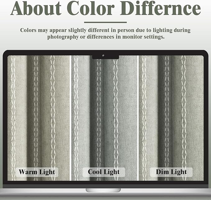 Boho Blackout Curtains 96 Inches Long Sage Green Linen Blend 2 Panels - Image 5