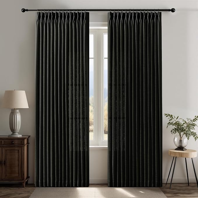 IVAPUPU Black Pinch Pleated 84 Inch Curtains by IVAPUPU