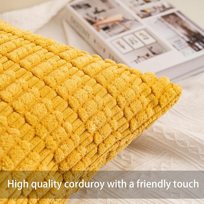 Aegero Pack of 2 Corduroy Decorative Throw Pillow Covers 20x20 Inch - Image 3