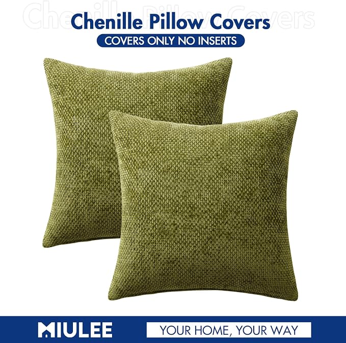 MIULEE Pack of 2 Couch Throw Pillow Covers 20x20 Inch Olive Green Modern Boho - Image 7