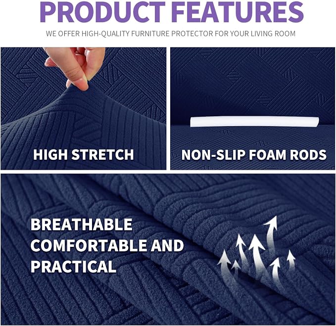 ZNSAYOTX Super Stretch Couch Cover, New Striped Sofa Covers Fitted Slipcovers - Image 4