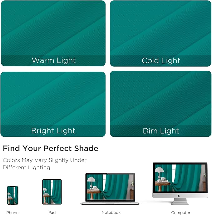 CUCRAF Turquoise Blackout Curtains Customize, Rod Pocket Room Darkening Curtain - Image 4