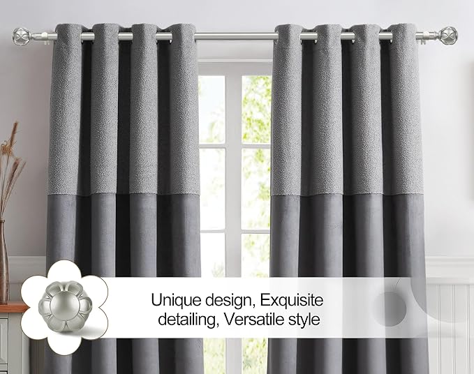 KAMANINA Silver Curtain Rods for Windows 72 to 144 Inches Long Heavy Duty - Image 9