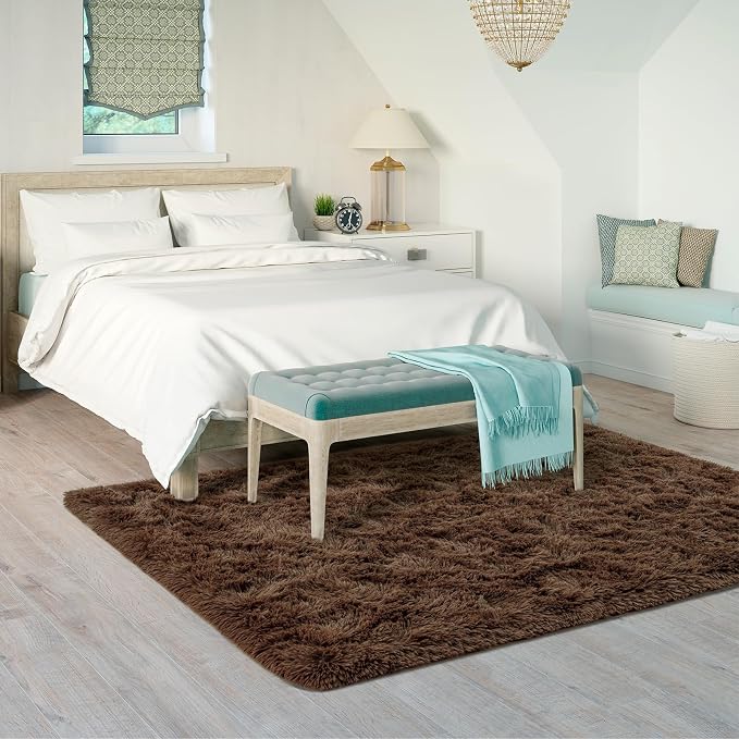 Goideal Fluffy Rug for Bedroom Living Room, 5x7 Brown Area Rugs, Faux Fur Shag - Image 3
