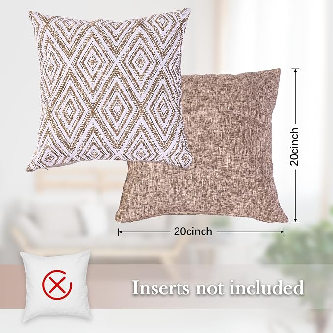HPUK Decorative Throw Pillow Covers Set of 4 Geometric Design Linen Cushion - Image 3