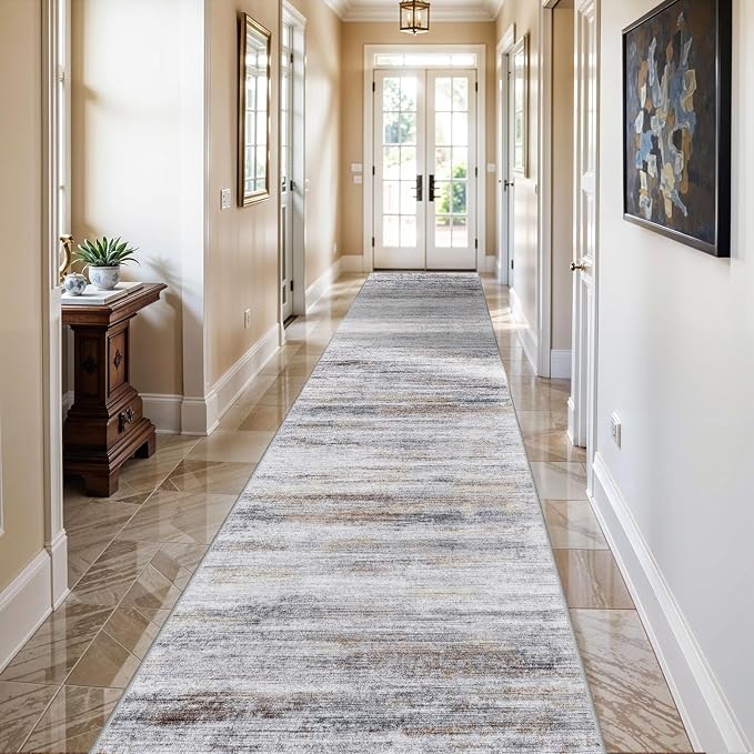 2'6''x10' Washable Runner Rugs for Hallway: Easy-to-Clean Abstract Runners for by WIEVEDENS