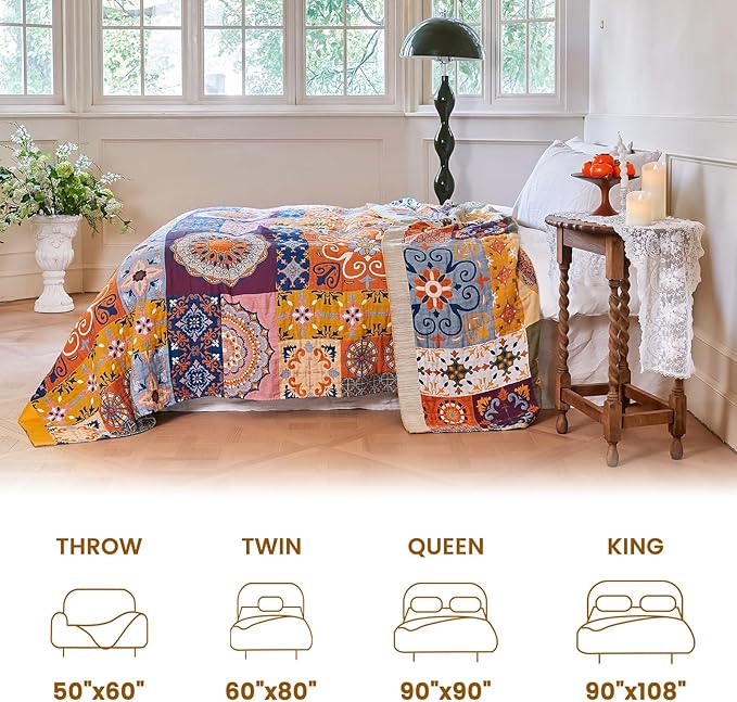 MSGKV Boho Throw Blanket for Couch 50"x60" 100% Cotton Blanket Spring - Image 5
