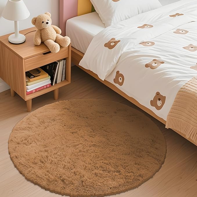 OLANLY Khaki Round Rugs for Bedroom - Image 3