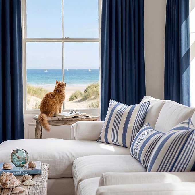 RYB HOME Navy Blue 100% Blackout Curtains - Image 4