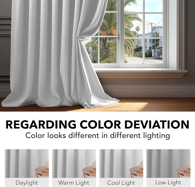 Deconovo Blackout Curtains, Thermal Insulated, W52 x L72 2 Panels, Back Tab - Image 6
