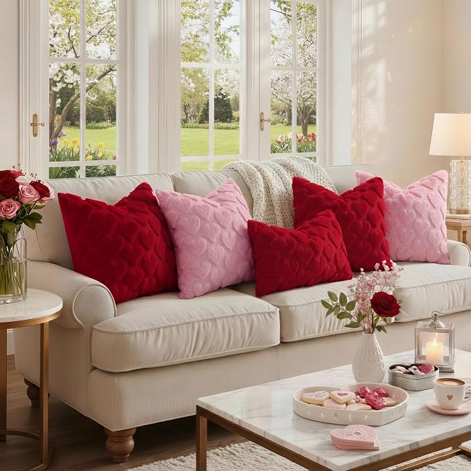 decorUhome Valentine’s Day Soft Plush Throw Pillow Covers 18x18 Inch Set of 2 - Image 7