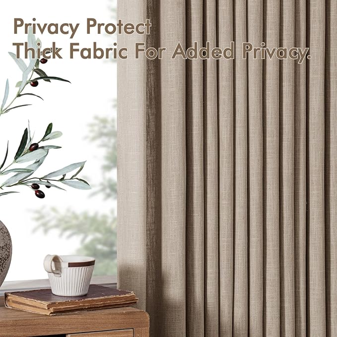 MIULEE Pinch Pleated Thick Linen Curtains 96 Inches Long 2 Panels - Image 7
