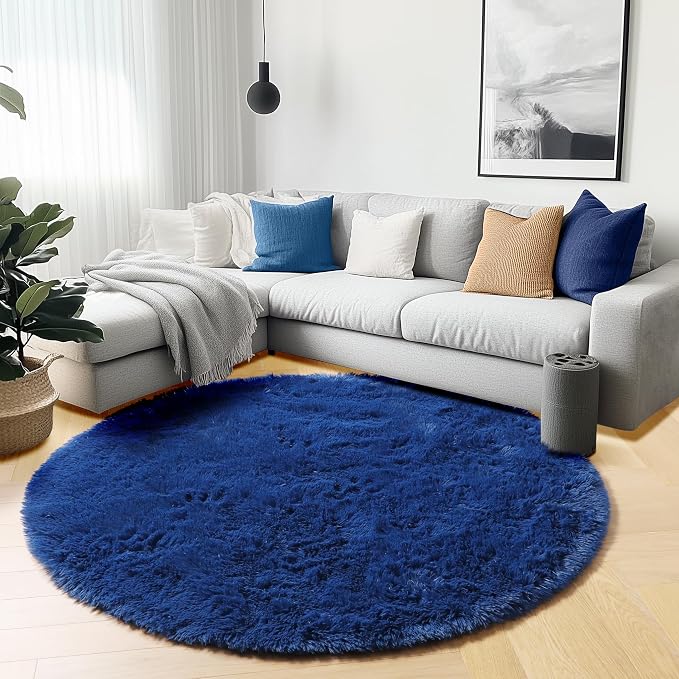 ONASAR Navy Blue Round Rugs 6ft - Image 5