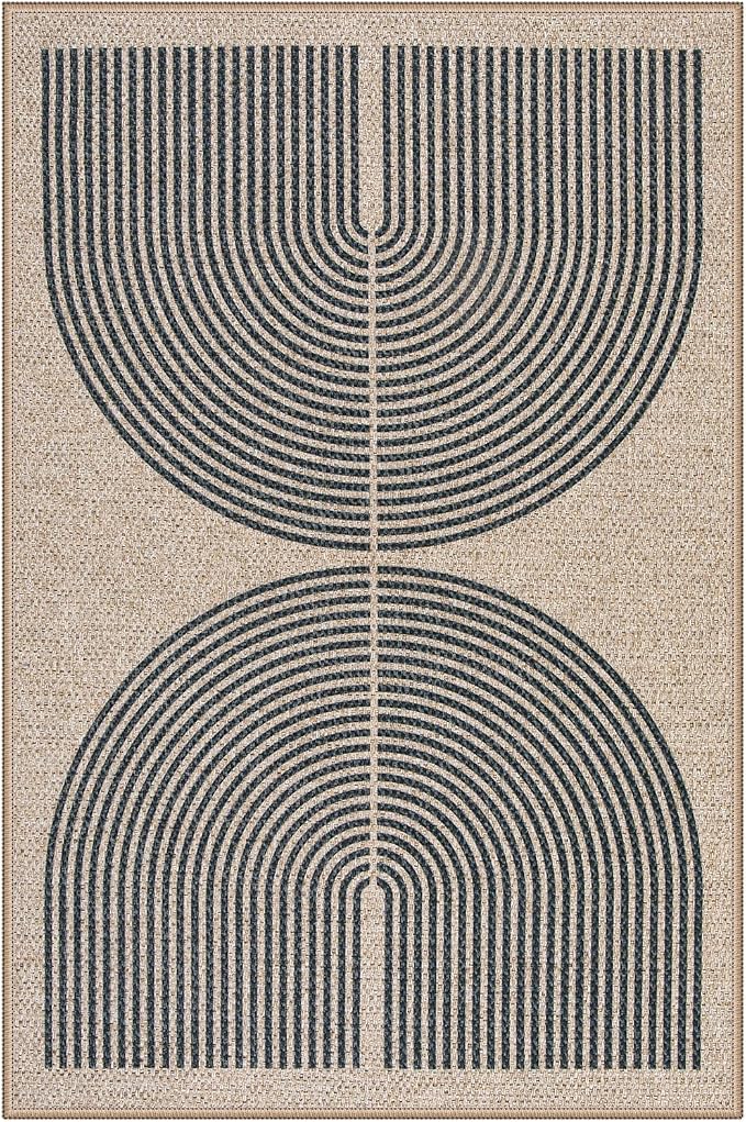 Lahome Enfys Rainbow Easy Jute Rug, Farmhouse Neutral Lightweight Non Shedding - Image 7