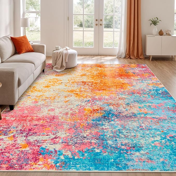 Rugflix 10x14 Area Rugs for Living Room, Washable Colorful Large Rug | Machine by RugflixAreaRugs