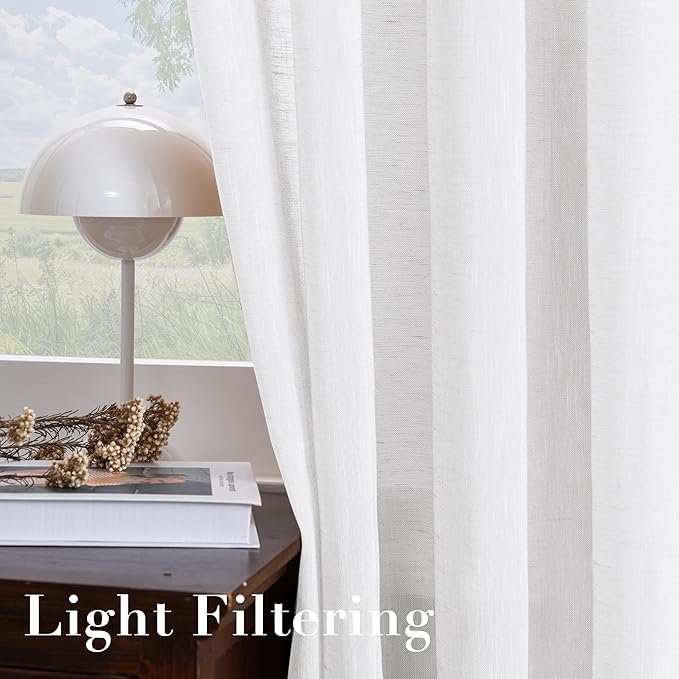 H.VERSAILTEX Natural Linen Semi Sheer Curtains Soft Semi Sheer Curtain Panels - Image 5