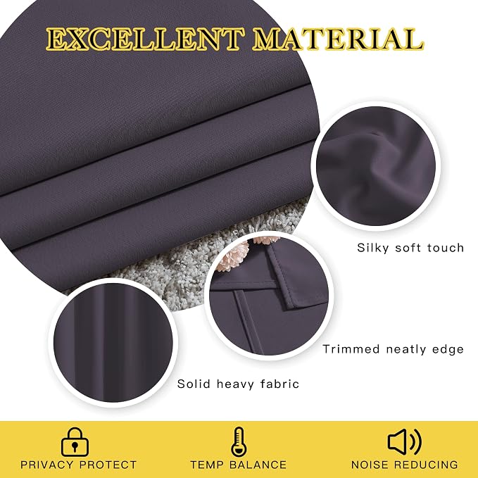 NICETOWN Blackout Curtains for Bedroom, Grommet Solid Thermal Drapes Light - Image 3