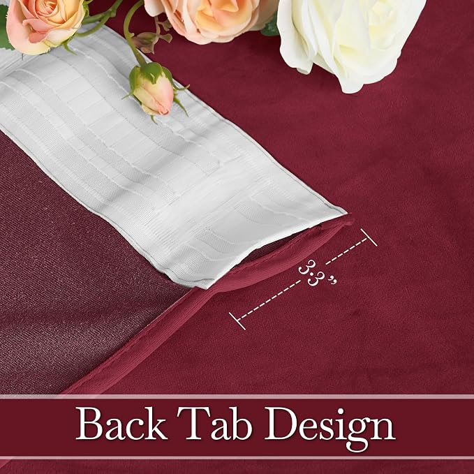 RYB HOME Burgundy Red Velvet Curtains - Image 3