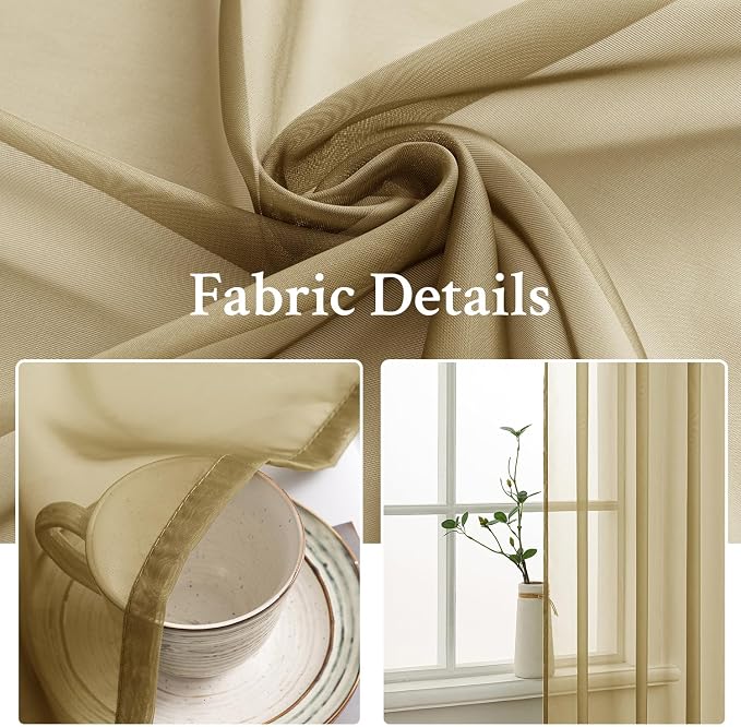 MIULEE 2 Panels Solid Color Sheer Window Curtains Elegant Window Voile - Image 3