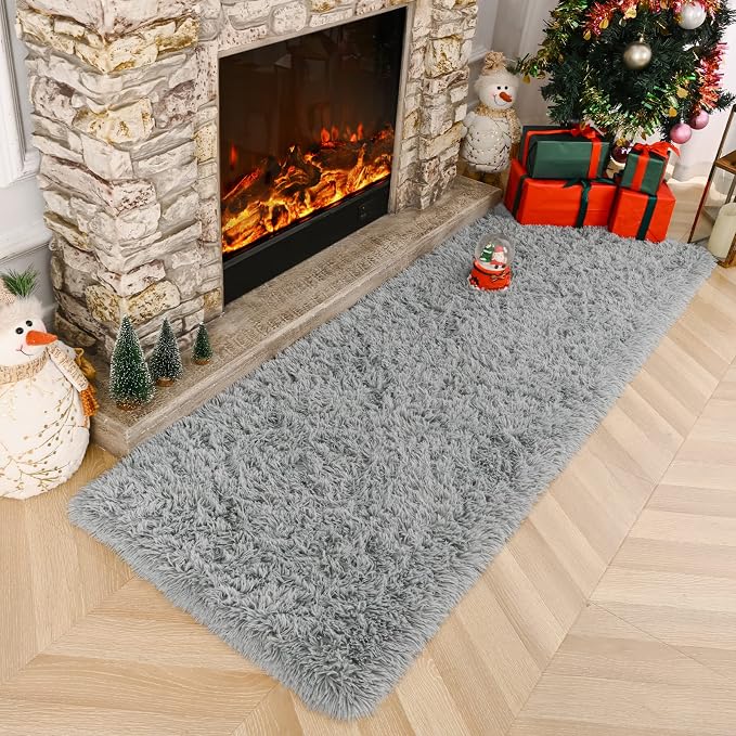 Amearea Shag Fluffy Runner Rug for Bedroom Girls Living Room, 2x6 Feet Extra - Image 2