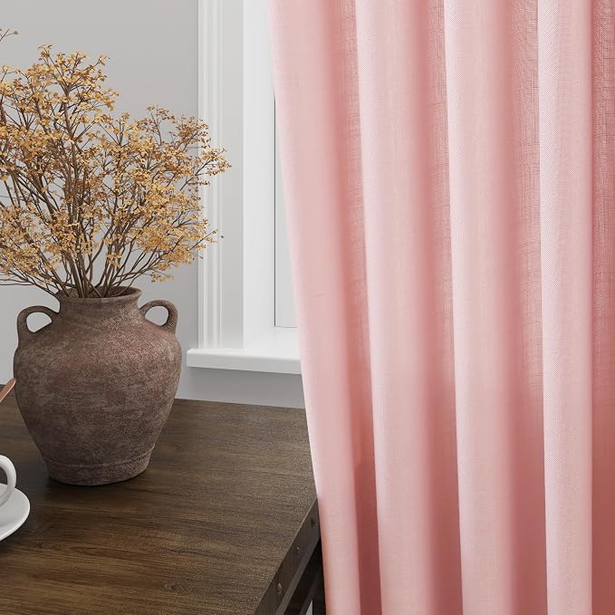 Pink Linen Curtains 72 Inch Length - Image 4