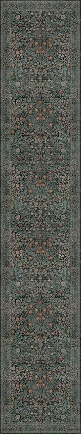 Dark Green Washable 3x16 Extra Long Runner Rug - Image 2