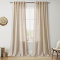 Nanspring Grey Flax Linen Curtains 102 Inches Long by Nanspring