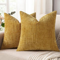 decorUhome Summer Mustard Yellow Chenille Euro Sham Throw Pillow Covers 24x24 by decorUhome