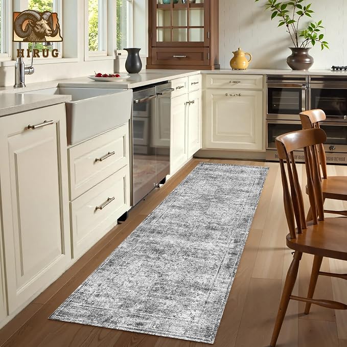 Washable Area Rug 2'6'' x 8' Vintage Traditional Persian Mat - Image 4