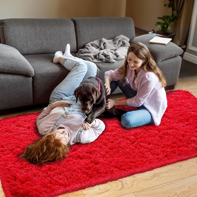 Pionblank Fluffy Runner Rugs for Bedroom 2x6, Modern Shaggy Area Rug for - Image 3