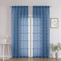 Chyhomenyc Dusty Blue Sheer Curtains 90 Inch Length 2 Panels Set, Light by Chyhomenyc
