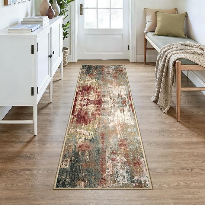 Washable Area Rugs 2x7 Non-Slip Modern Abstract Soft - Image 2