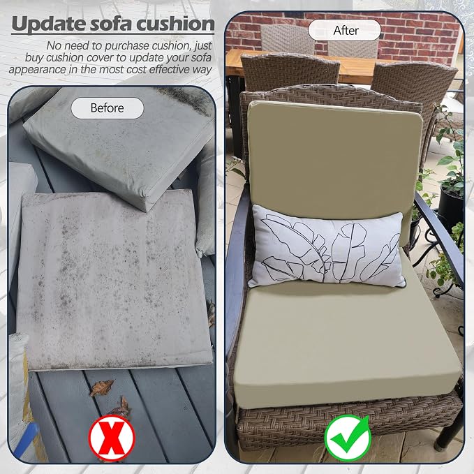 Sqodok Patio Cushion Cover 22x20 inch, Outdoor Seat Cushion Slip Cover - Image 8