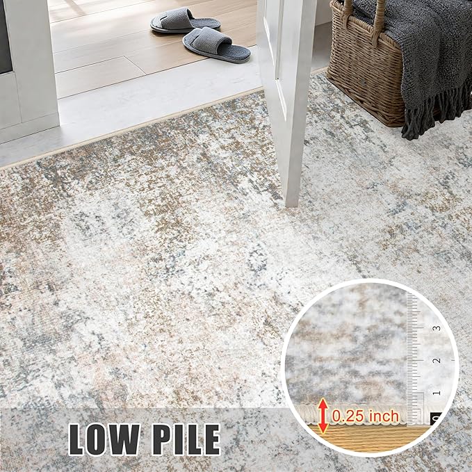 5x7 Area Rug Living Room Rug: Washable Modern Abstract Soft Thin Rug Indoor - Image 8